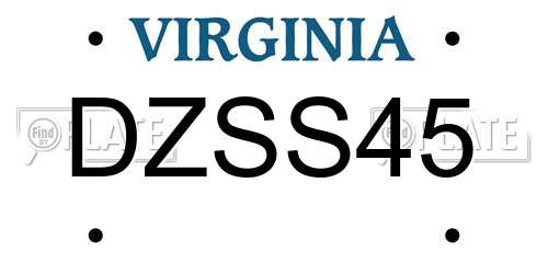 DZSS45 Virginia License Plate