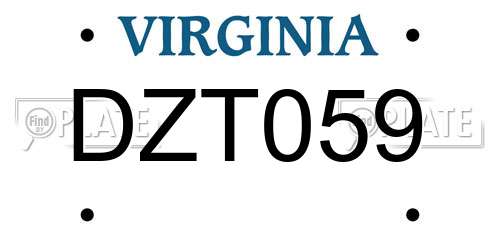 DZT059 Virginia License Plate
