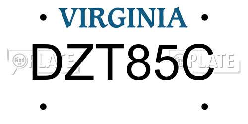 DZT85C Virginia License Plate