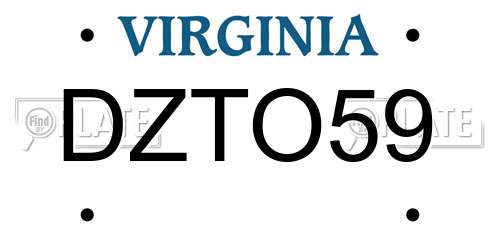 DZTO59 Virginia License Plate