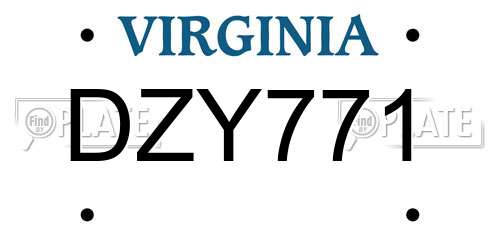 DZY771 Virginia License Plate