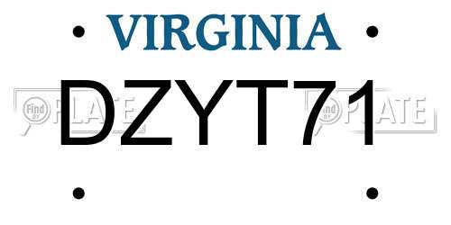 DZYT71 Virginia License Plate
