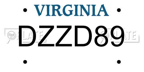 DZZD89 Virginia License Plate