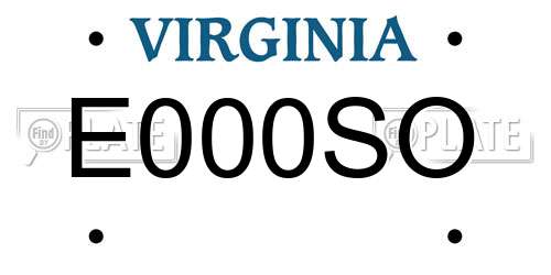 E000SO Virginia License Plate