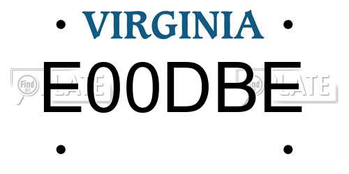 E00DBE Virginia License Plate