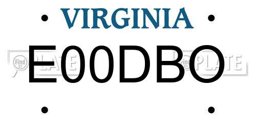 E00DBO Virginia License Plate