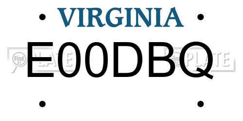 E00DBQ Virginia License Plate