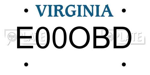 E00OBD Virginia License Plate
