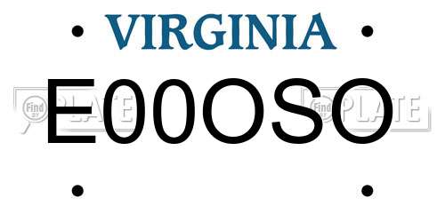 E00OSO Virginia License Plate