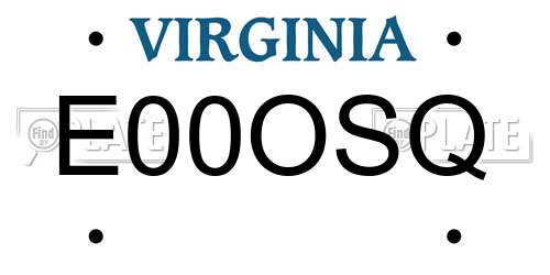 E00OSQ Virginia License Plate