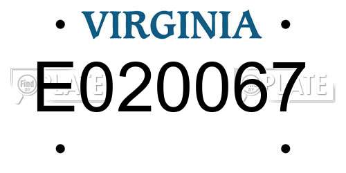 E020067 Virginia License Plate