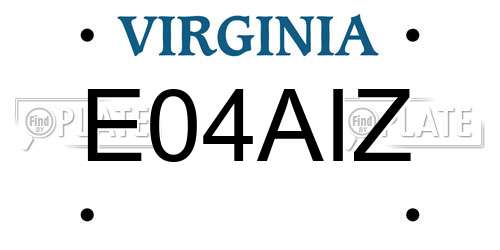 E04AIZ Virginia License Plate