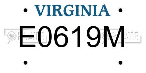 E0619M Virginia License Plate