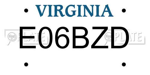 E06BZD Virginia License Plate