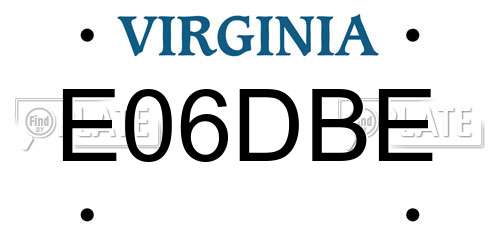E06DBE Virginia License Plate