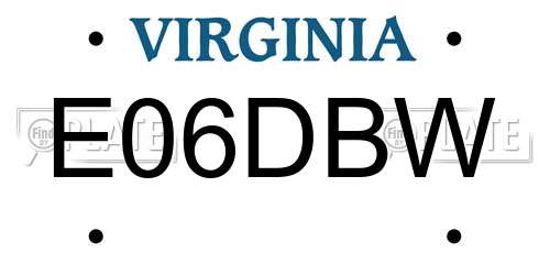 E06DBW Virginia License Plate