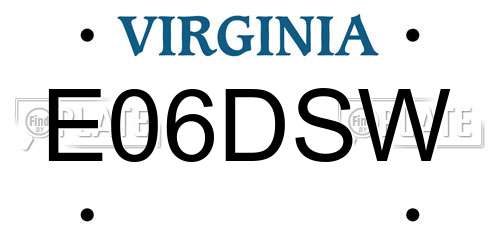 E06DSW Virginia License Plate