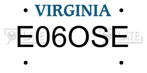 E06OSE Virginia License Plate