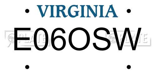 E06OSW Virginia License Plate