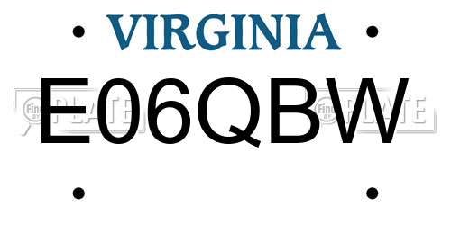 E06QBW Virginia License Plate