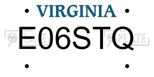E06STQ Virginia License Plate