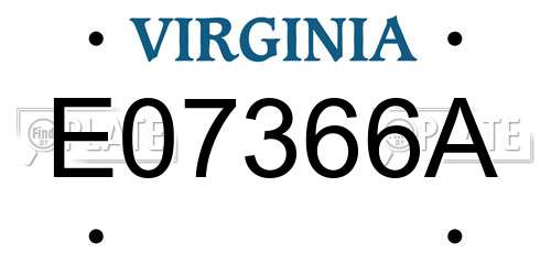 E07366A Virginia License Plate