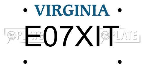 E07XIT Virginia License Plate