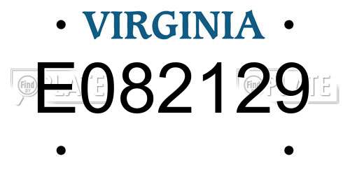 E082129 Virginia License Plate