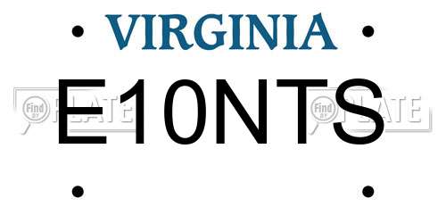 E10NTS Virginia License Plate