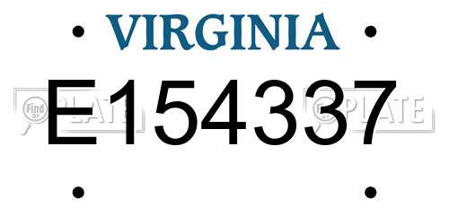 E154337 Virginia License Plate