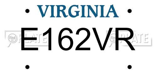 E162VR Virginia License Plate