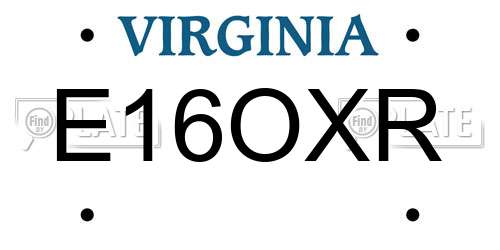 E16OXR Virginia License Plate