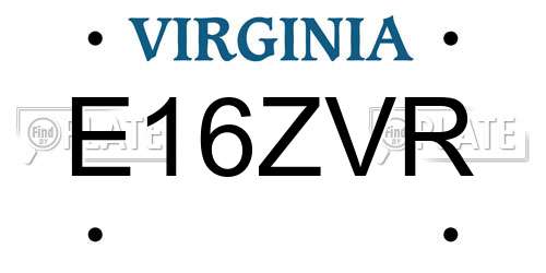 E16ZVR Virginia License Plate