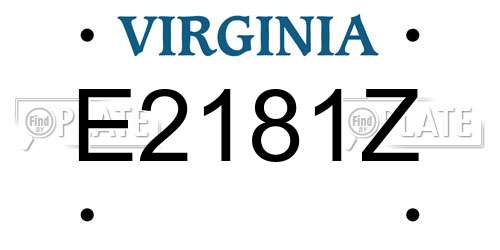 E2181Z Virginia License Plate