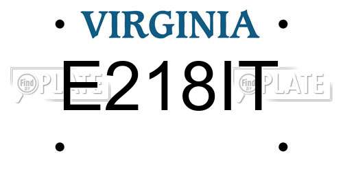 E218IT Virginia License Plate