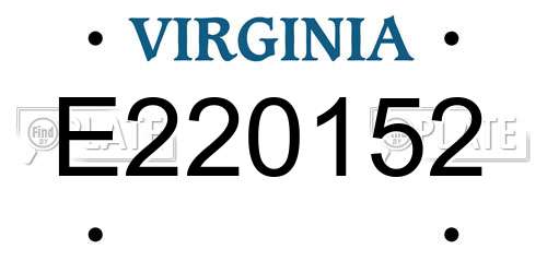 E220152 Virginia License Plate
