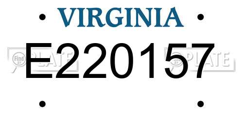 E220157 Virginia License Plate