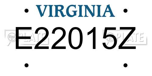 E22015Z Virginia License Plate