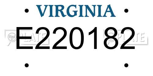 E220182 Virginia License Plate