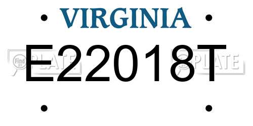 E22018T Virginia License Plate