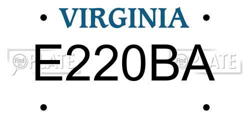 E220BA Virginia License Plate