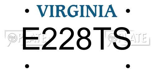 E228TS Virginia License Plate