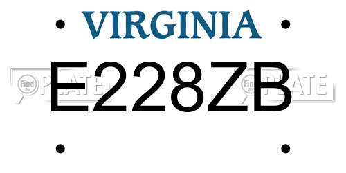 E228ZB Virginia License Plate
