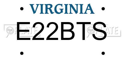 E22BTS Virginia License Plate