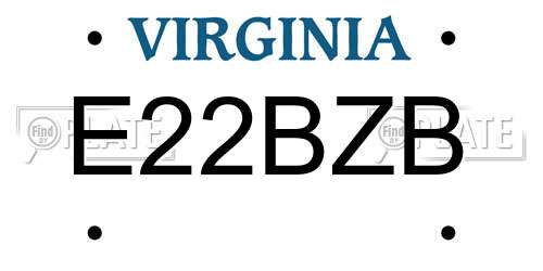 E22BZB Virginia License Plate