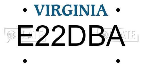 E22DBA Virginia License Plate