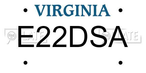 E22DSA Virginia License Plate
