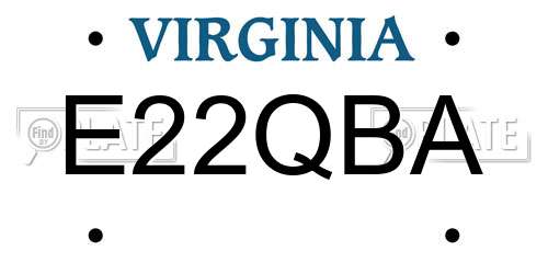 E22QBA Virginia License Plate