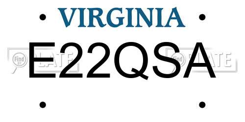 E22QSA Virginia License Plate