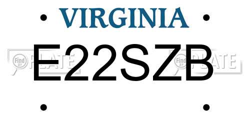 E22SZB Virginia License Plate